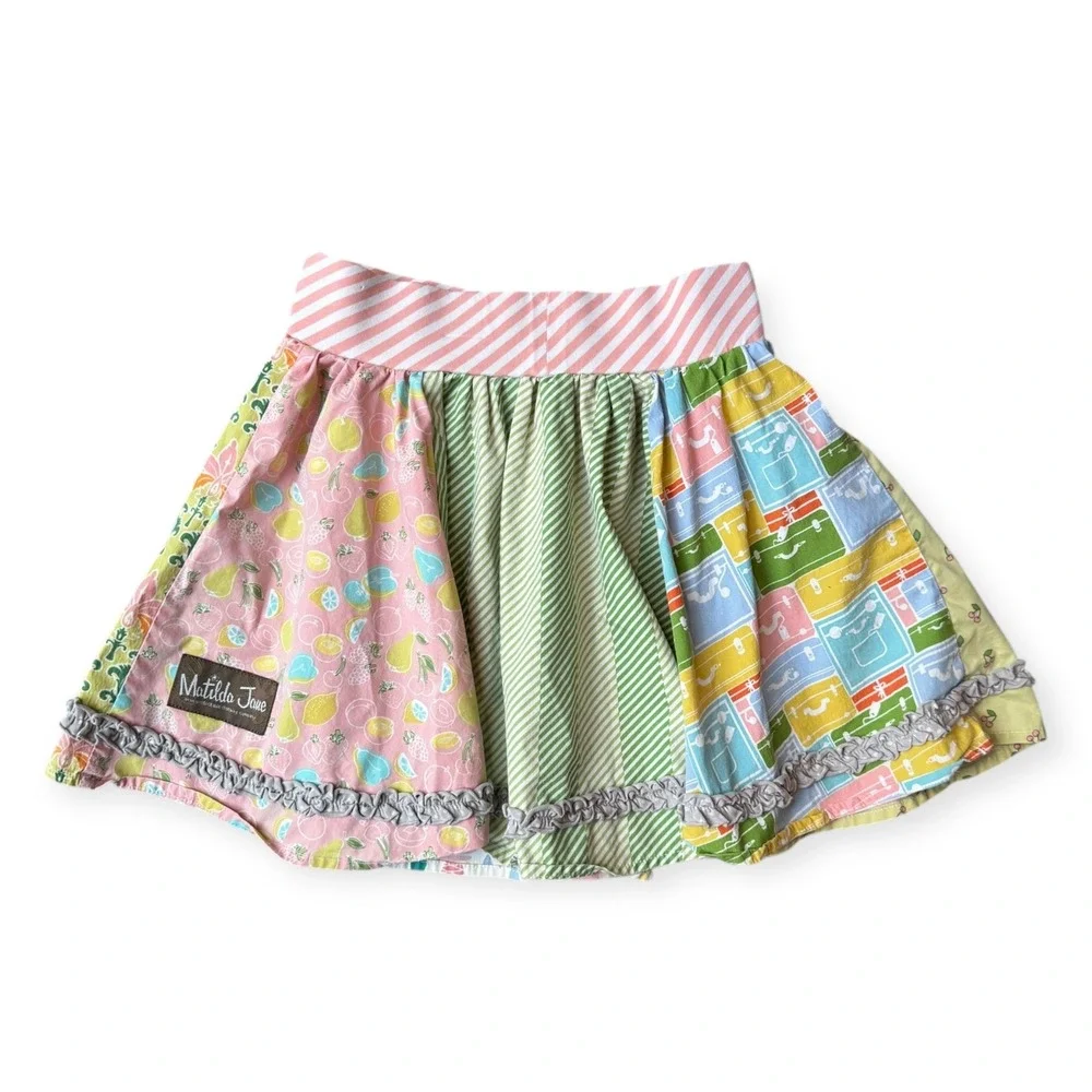 Matilda Jane Girls Patchwork Ice Cream Fruit Skirt Size 6